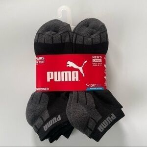 Puma men’s quarter crew socks 6 pack size 8-12 gray black